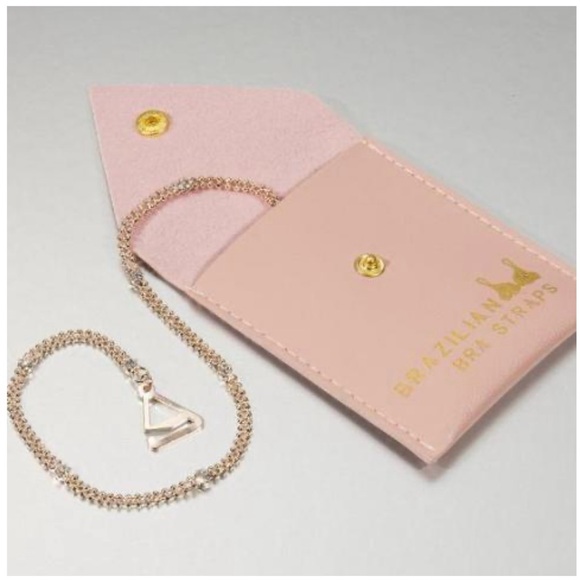 NWT Brazilian Bra Straps brand rose gold color crystals gold adjustable - Picture 2 of 5